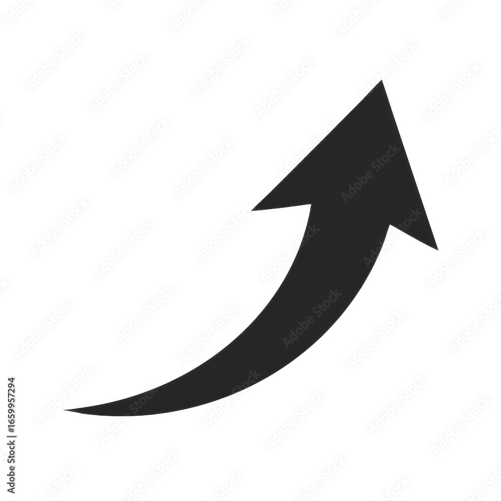 Aufkleber dark gray curved arrow pointing upward isolated on transparent background