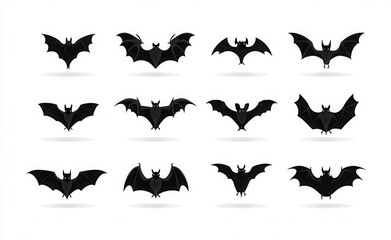 Naklejka premium halloween bat, kawaii bats, set of bats