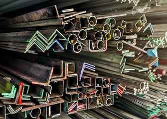 Steel Construction,square Bar, Square Tube and Angle bar ,steel pipes for general steel structure work on shelf