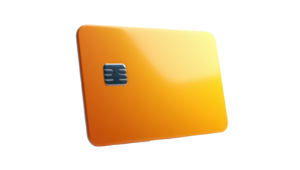 Orange credit card, slightly angled, with chip
