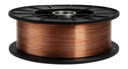 Copper-coated welding wire for use in MIG welding applications.
