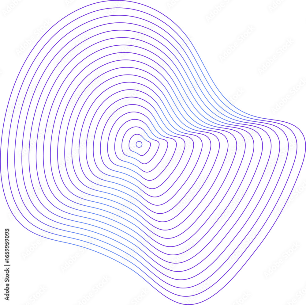 Poster circle dynamic amorphous shape fluid form with line blue gradient