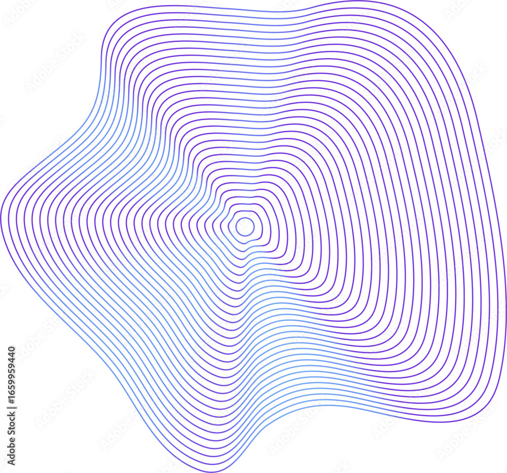 Poster circle dynamic amorphous shape fluid form with line blue gradient