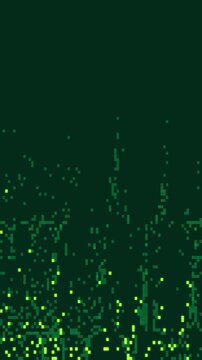 Chaotic, abstract matrix pixel animation social media background