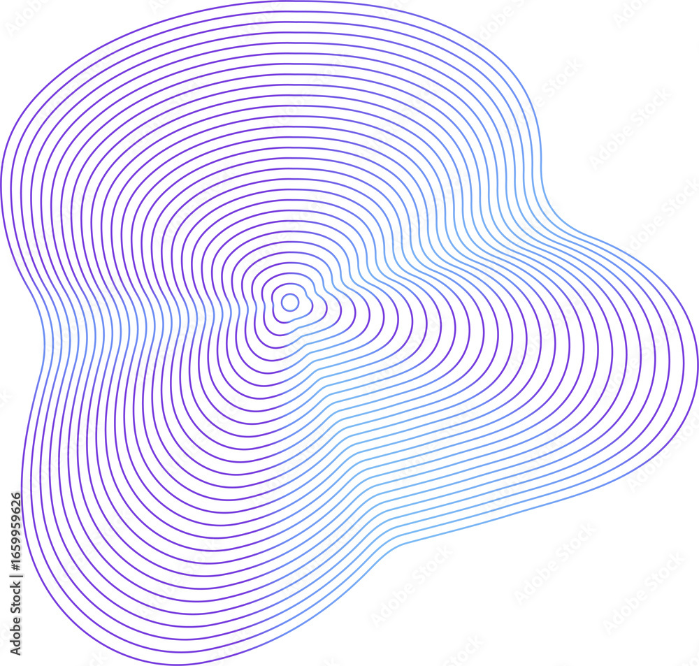 Poster circle dynamic amorphous shape fluid form with line blue gradient