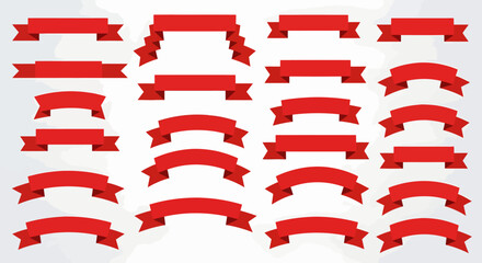 Vibrant collection of versatile red ribbons and banners for impactful design projects and promotional campaigns