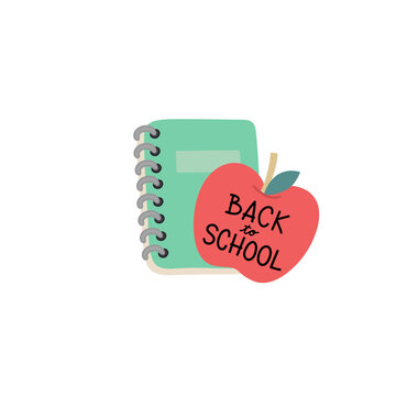back-to-school apple and notebook illustration