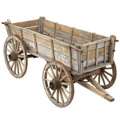 Fototapeta premium Antique Wooden Wagon Vintage Farm Cart Rustic Countryside Vehicle