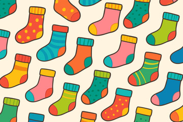 Colorful Socks Pattern, Textile Design, Playful Home Decor, Illustration
