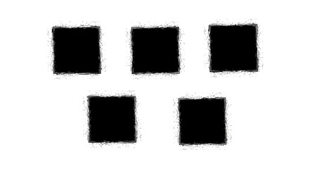 Abstract black squares with grunge texture borders create a modern, minimalist pattern for versatile design applications.