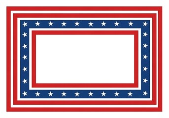 Patriotic red white and blue rectangular frame with stars perfect for american themed designs and celebrations