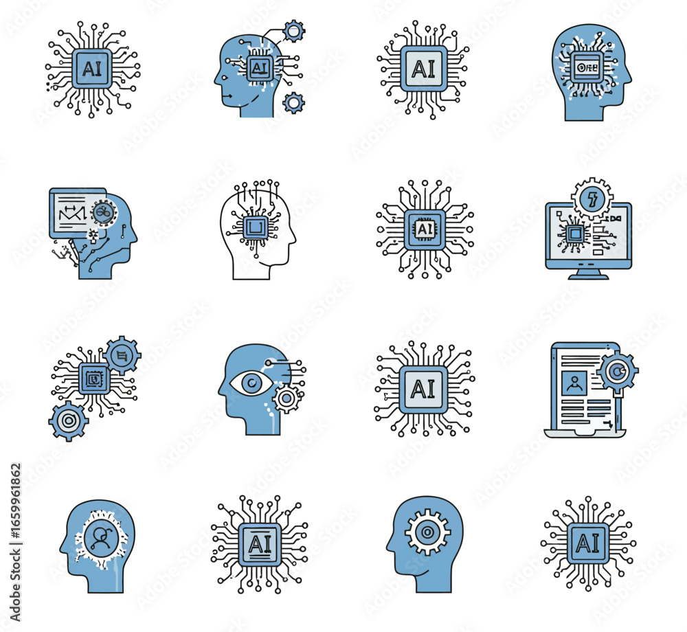 Wall mural set of vector icons for web design ai theme