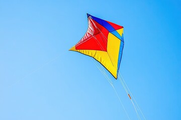 Vibrant kite soaring skyward sporting bold red blue
