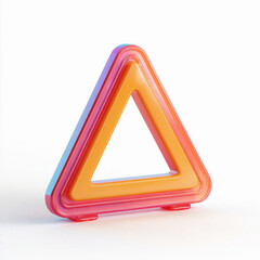 3D triangle warning icon, 3d road sign isolated on a white background