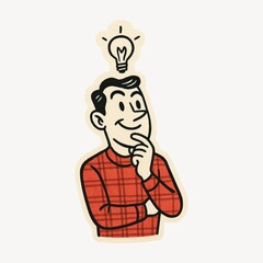 Fototapeta premium Retro thinker with bright idea.
