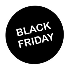 Black Friday icon. Sales, shopping conceptual logo, sticker, label. Simple, minimalist design. Black and white color, logo cut out. PNG