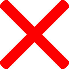 Red and white cross mark icon design for a negative stop symbol