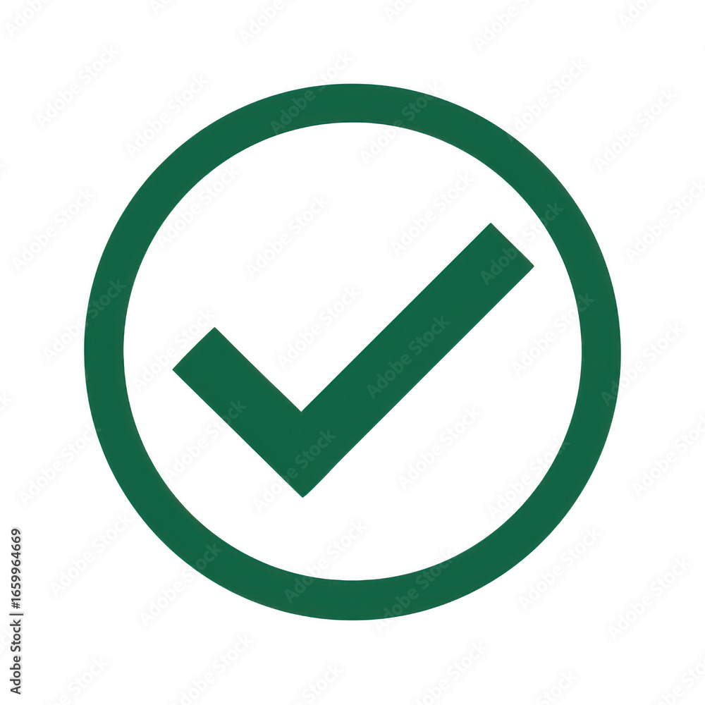 Poster green check mark inside a circle isolated on transparent background