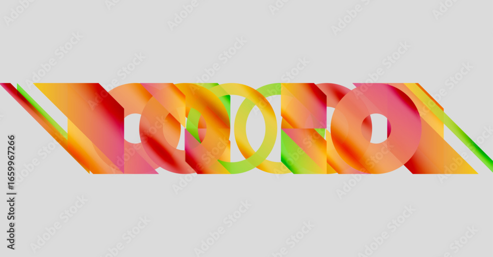 Poster abstract colorful ribbons forming wavy shapes. gradient hues blend, creating dynamic visual effect. 