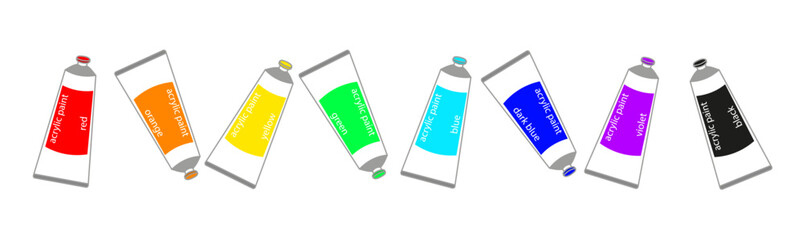 Adobe Illustrator ArtworkTube paints. Colorful oil or watercolor paints. Acrylic paint packaging or art liquid pigments. EPS10