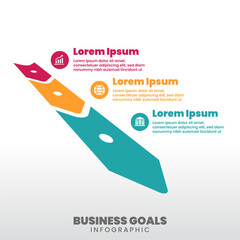 Modern business goals infographic template with colorful step design, clean layout, and minimal style. Perfect for presentation, corporate strategy, marketing plan, data visualization