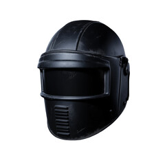 Fototapeta premium Black tactical helmet with visor for protection and safety