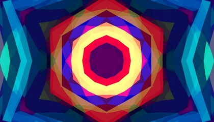 Vibrant kaleidoscope design with geometric shapes