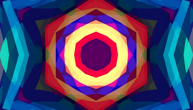 Vibrant kaleidoscope design with geometric shapes