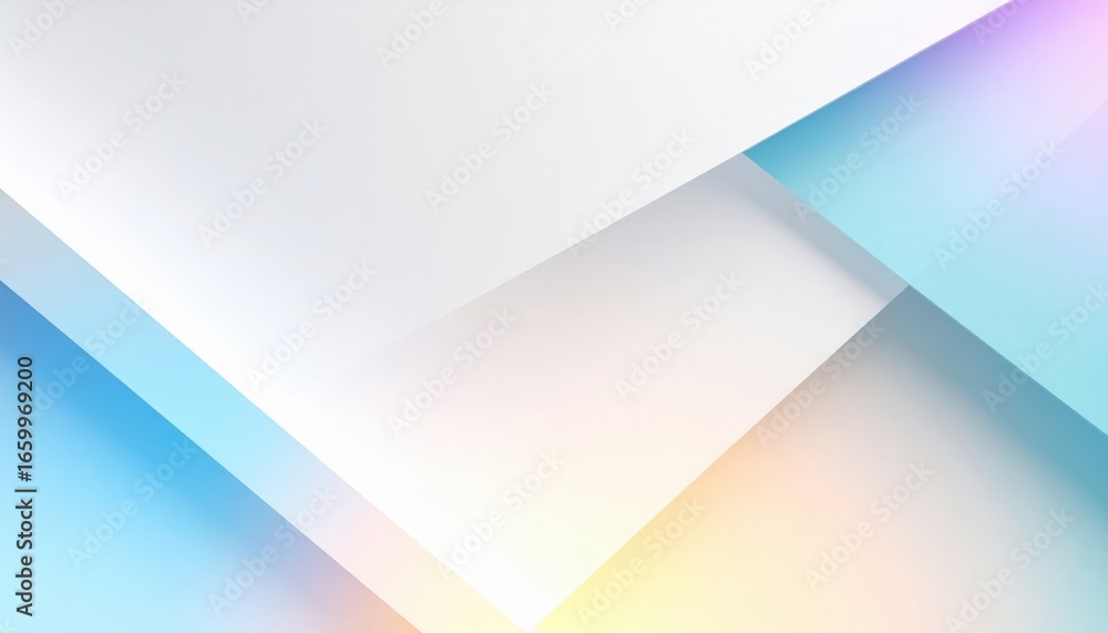 Poster abstract geometric shapes with overlapping layers and soft gradients. the design features a modern a