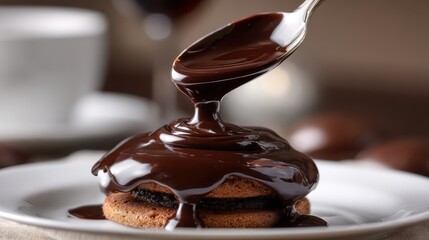 A delicious cookie base is drizzled with warm chocolate sauce, inviting indulgence at dessert time