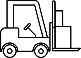 Warehouse Forklift Outline Icon With Pallet.