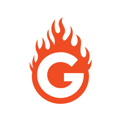Orange Letter G With Flames On White Background alphabet character 1