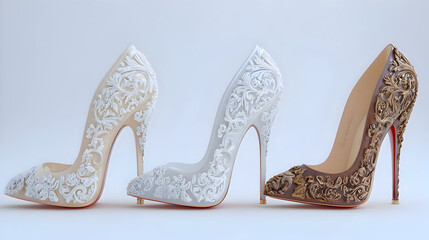 Obraz premium Luxury White Lace Bridal Heels with Elegant Details 