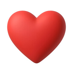 3D Red Heart Icon Isolated on Transparent Background