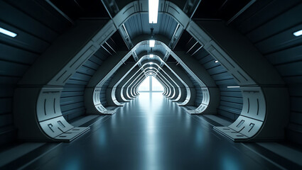 Futuristic Sci-Fi Corridor Leads to Unknown
