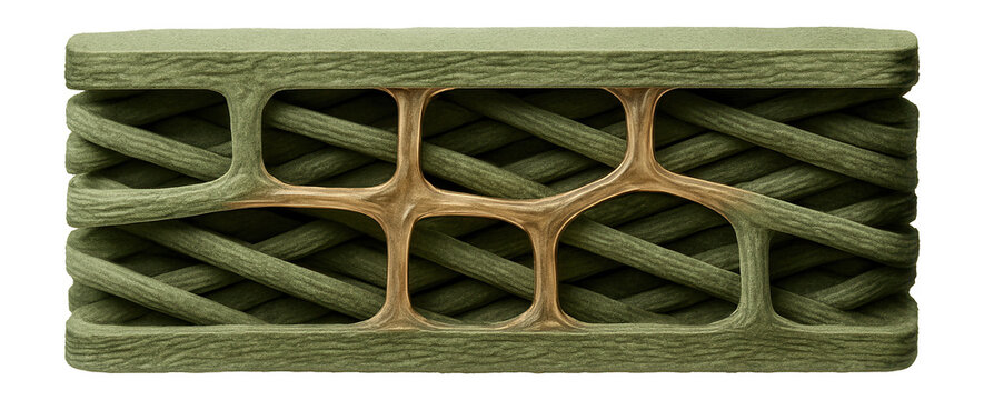 Plant cell wall with cellulose fibers and plasmodesmata channels