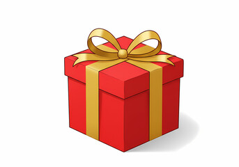 Red gift box with gold ribbon for Valentine's Day celebration  