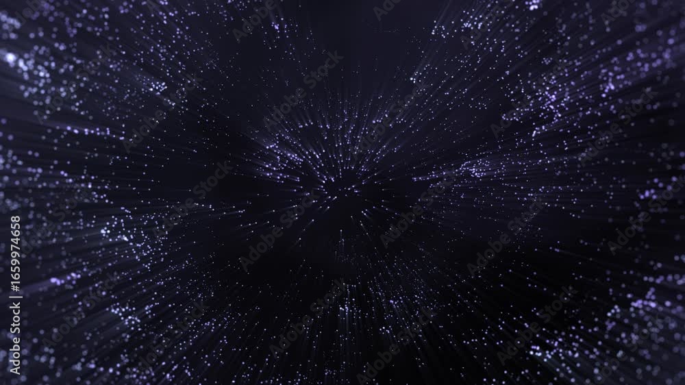 Wall mural abstract digital art with radial lines and points of light against a dark background.
