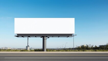 Obraz premium Billboard in the city near the road, Mockup for advertising. On the Sunset 