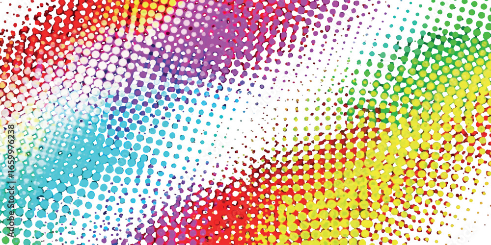 Poster bright rainbow gradient background with colorful dotted pattern