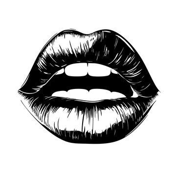 black lips open mouth white background clip art preview