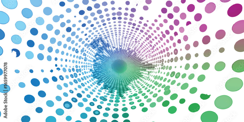 Poster radiating colorful dot pattern with motion and energy effect