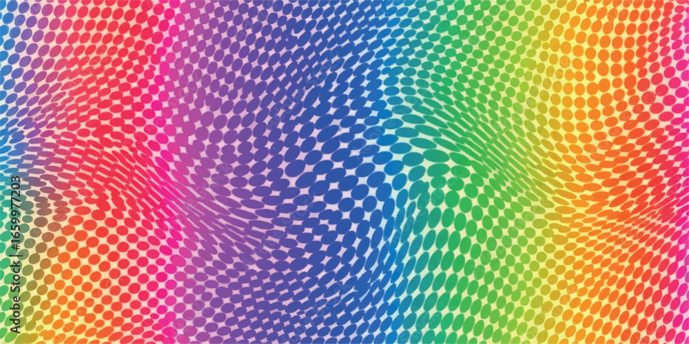 Poster rainbow gradient dotted pattern with wavy abstract texture