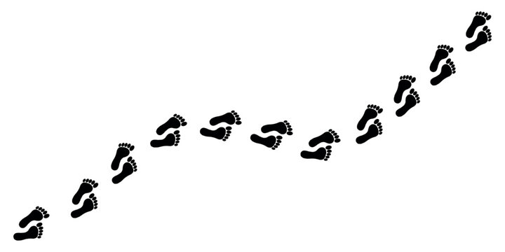 Human footprint path silhouette. Footsteps Vector illustration isolated on clear background.