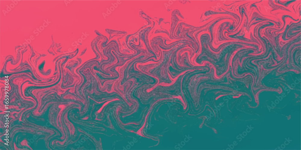 Poster fluid gradient motion background in pink and teal abstract style
