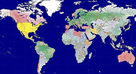 Detailed political map illustration showcasing global boundaries and geographical diversity