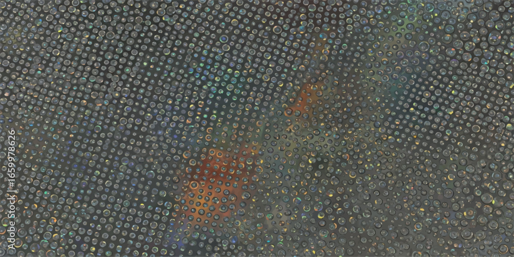 Poster macro texture pattern with geometric dots and rainbow reflections