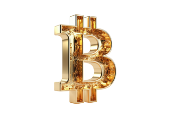 Golden Bitcoin symbol, 3D rendered, detailed, and textured