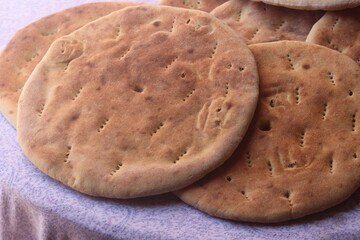 Khobz Close Up, Traditional Moroccan Bread