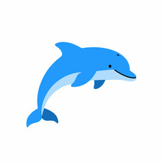 Cute Dolphin Cartoon Illustration for Kids Coloring Book